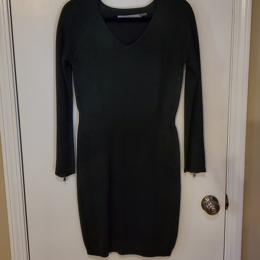 Andrew Marc gray v-neck sweater dress